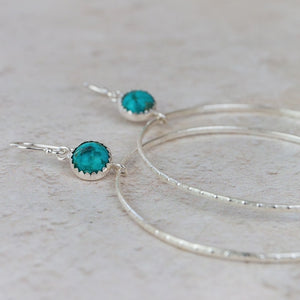 
                  
                    sterling silver and turquoise gemstone dot hoop earrings handmade by Lucy Kemp Jewellery
                  
                