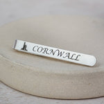 Handmade Sterling Silver Cornish Themed Engraved Tie Slide by Lucy Kemp Jewellery 
