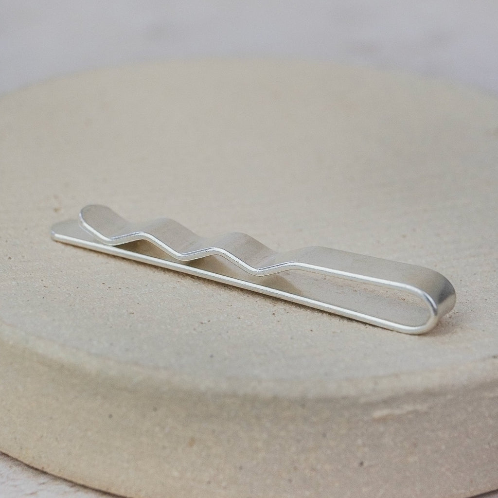 Handmade Sterling Silver Cornish Themed Engraved Tie Slide by Lucy Kemp Jewellery