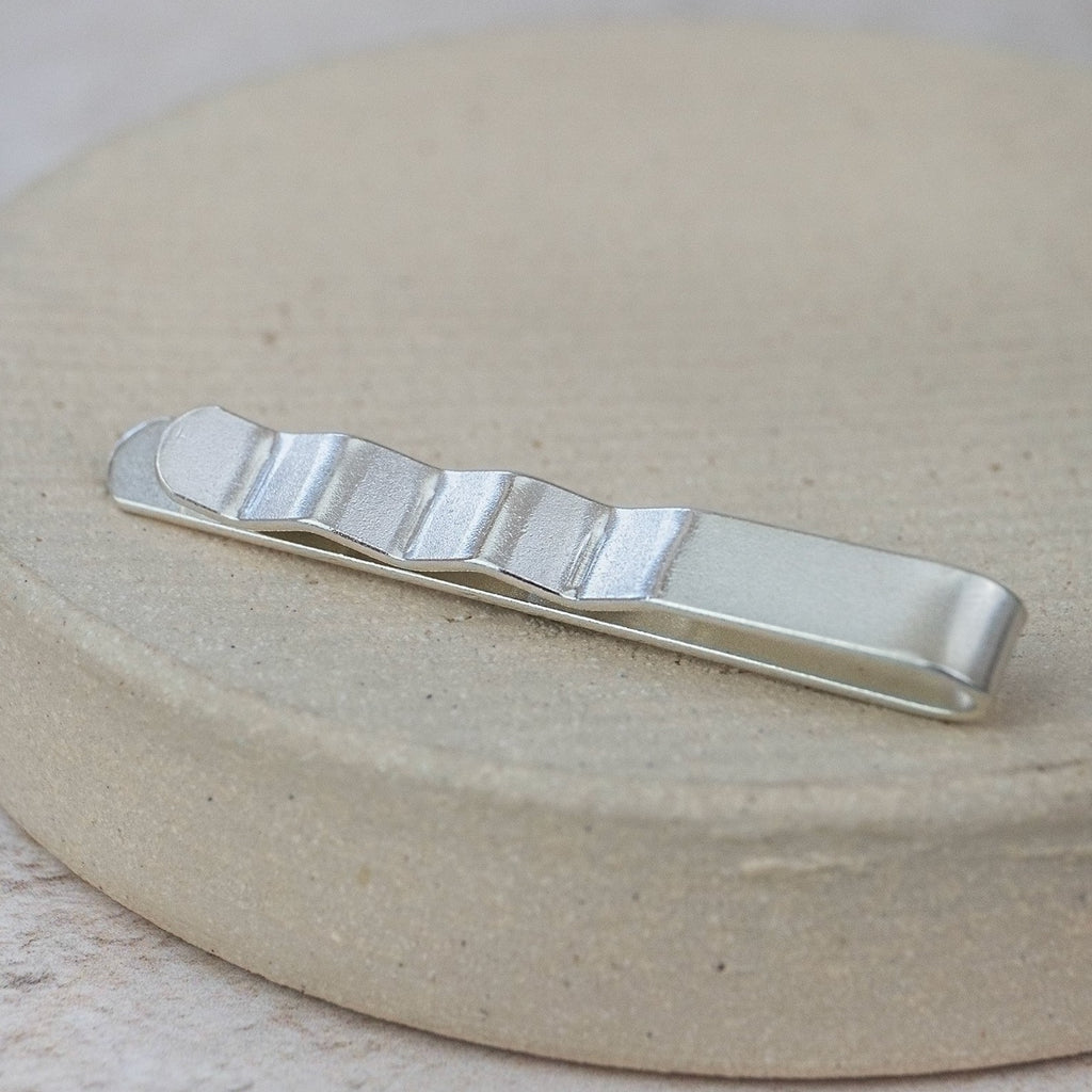 Handmade Sterling Silver Cornish Themed Engraved Tie Slide by Lucy Kemp Jewellery