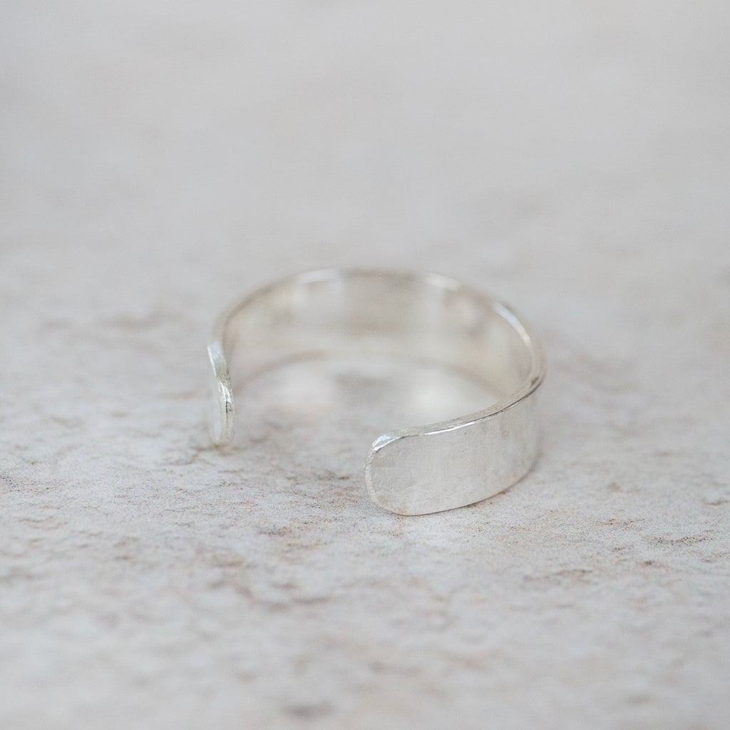 sterling silver celestial lunar moon phase toe ring handmade by Lucy Kemp Jewellery