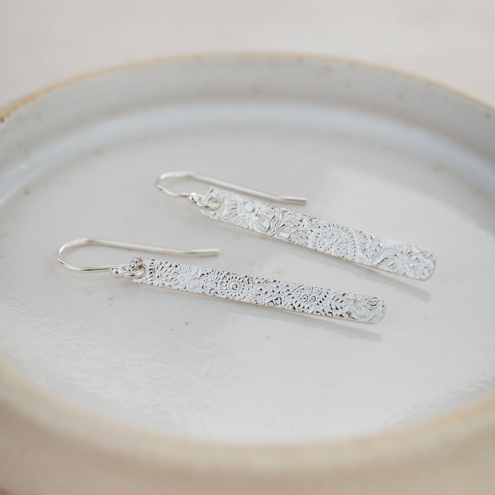 
                  
                    Sterling Silver Textured Long Rectangle Earrings
                  
                