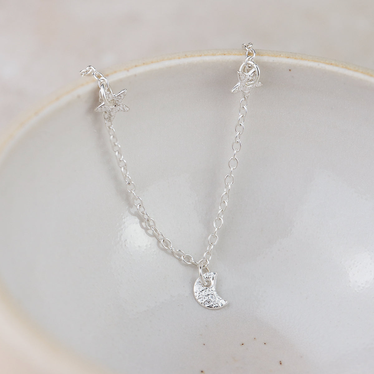 Sterling Silver Crescent Moon & Star Charm - 925 Celestial Pendant For Jewelry Making