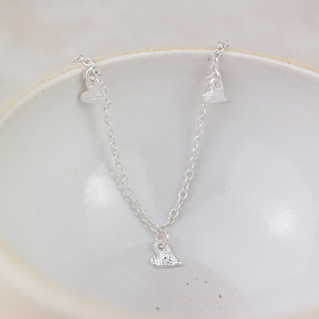 Sterling Silver Short Tilted Heart Charm Necklace – Lucy Kemp