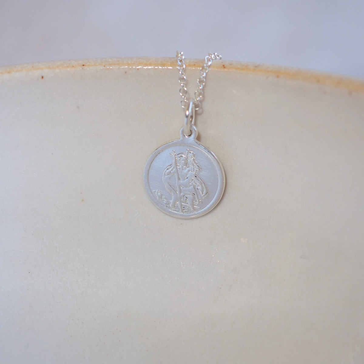 Sterling Silver Small St Christopher Pendant – Lucy Kemp Jewellery