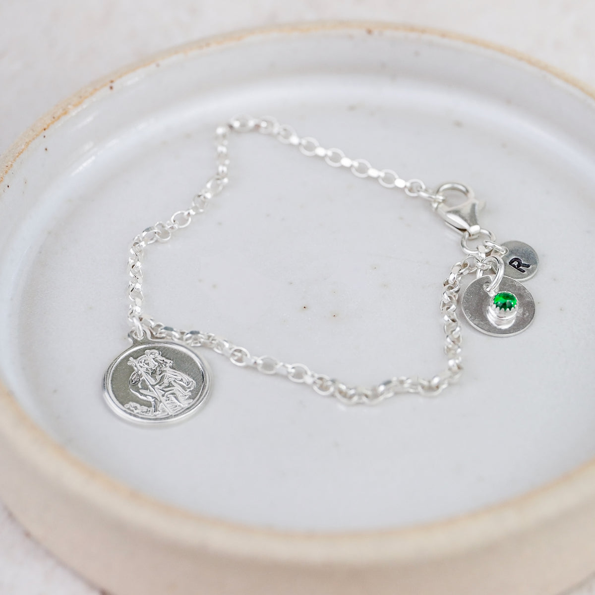 Sterling Silver St Christopher Birthstone Bracelet for Girls – Lucy