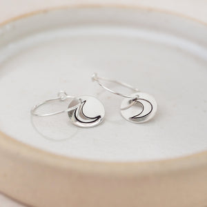 
                  
                    Sterling Silver Large Charm Hoops with Crescent Moon
                  
                