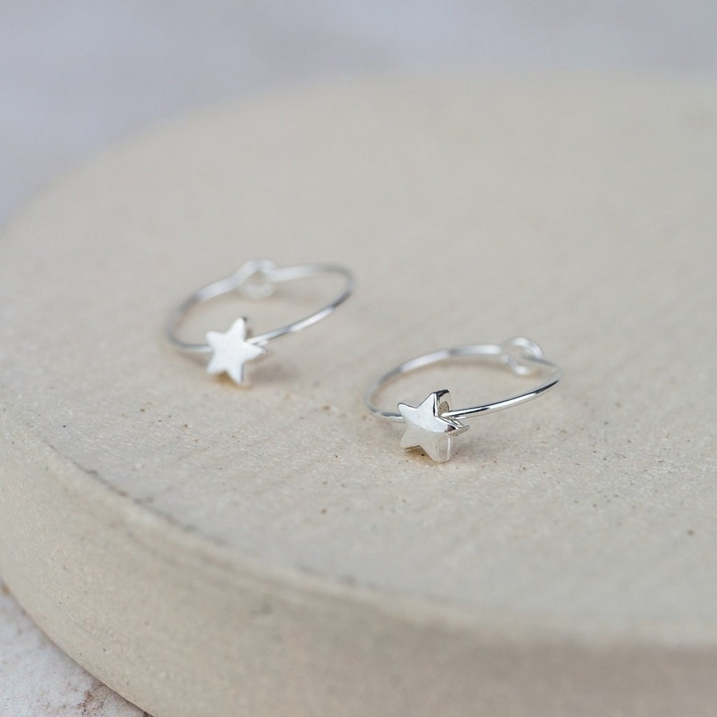 Sterling Silver Charm Hoops with Star Beads