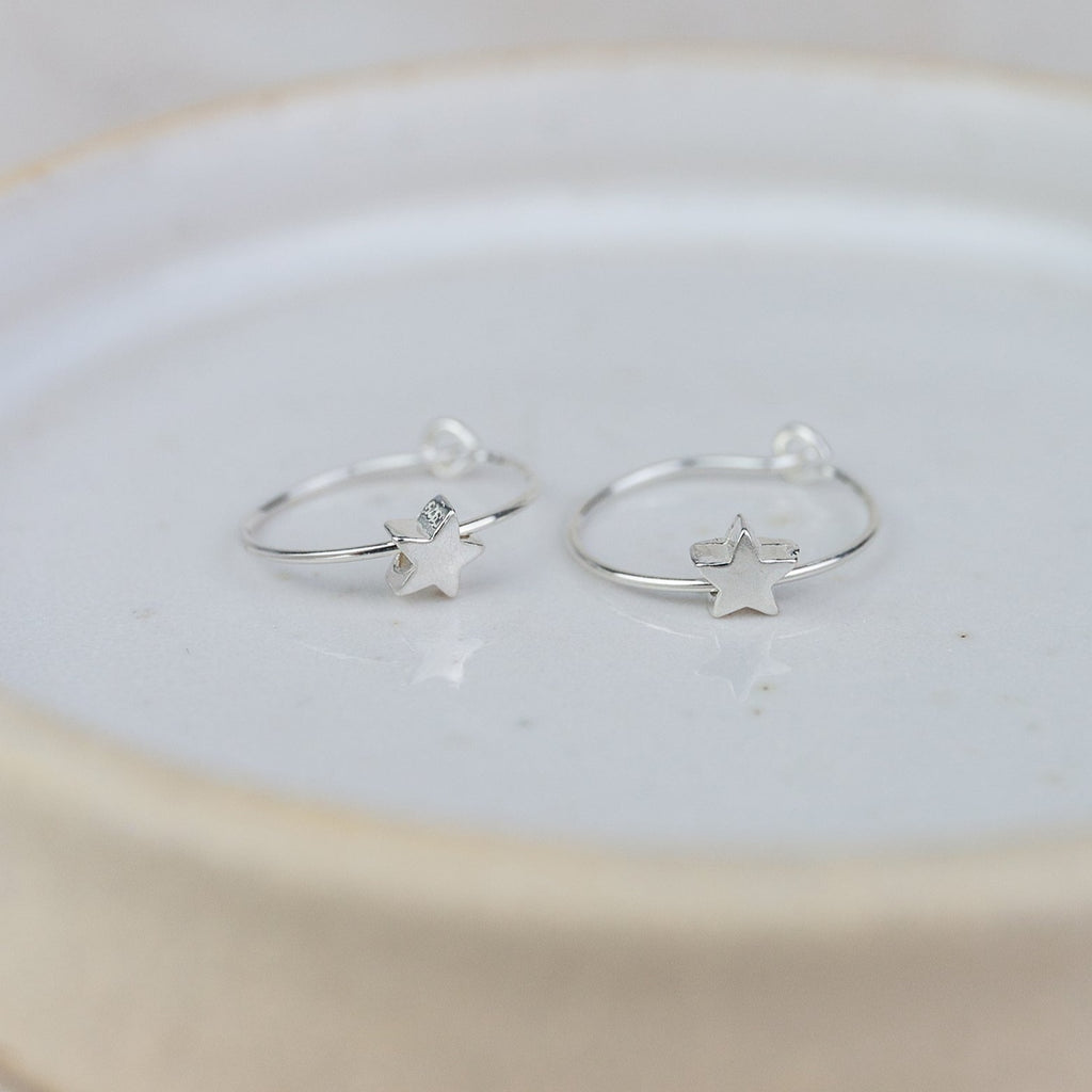 Sterling Silver Charm Hoops with Star Beads