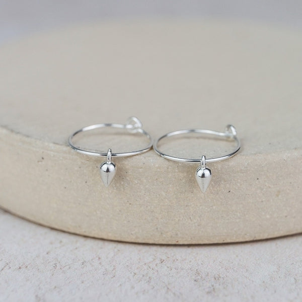 Sterling Silver Charm Hoops with Teardrops