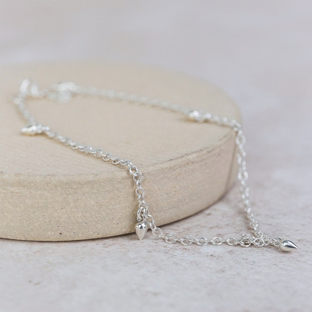 Sterling Silver Teardrop Charm Anklet