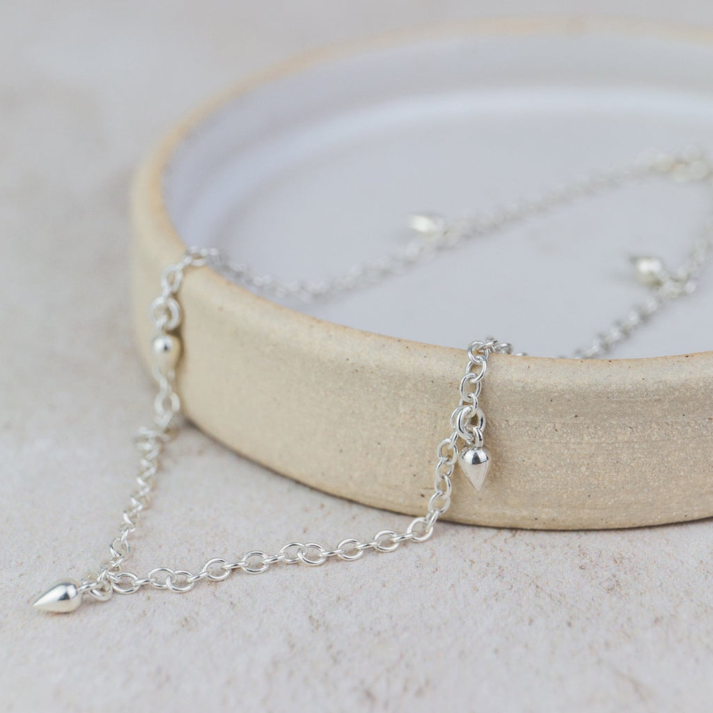 Sterling Silver Teardrop Charm Anklet