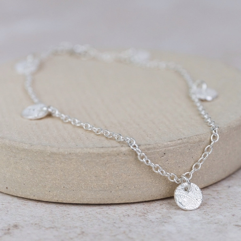 Sterling Silver Circle Charm Anklet