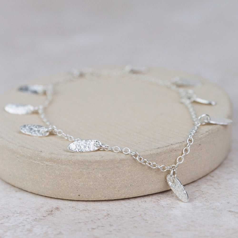 Sterling Silver Oval Charm Anklet