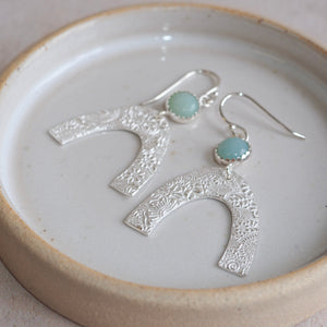 
                  
                    Sterling Silver Textured Rainbow Earrings with Amazonite
                  
                