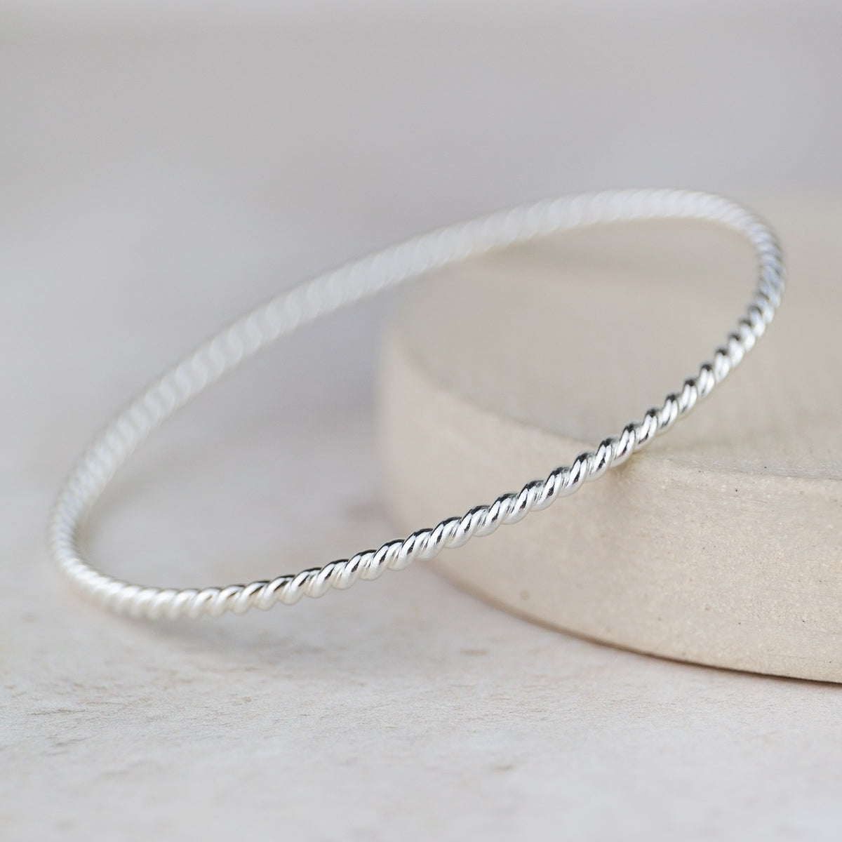 Sterling Silver Twist Bangle | Lucy Kemp Jewellery