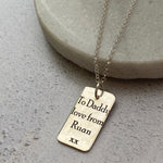 personalised drawing pendant handmade by Lucy Kemp Jewellery - message on the back