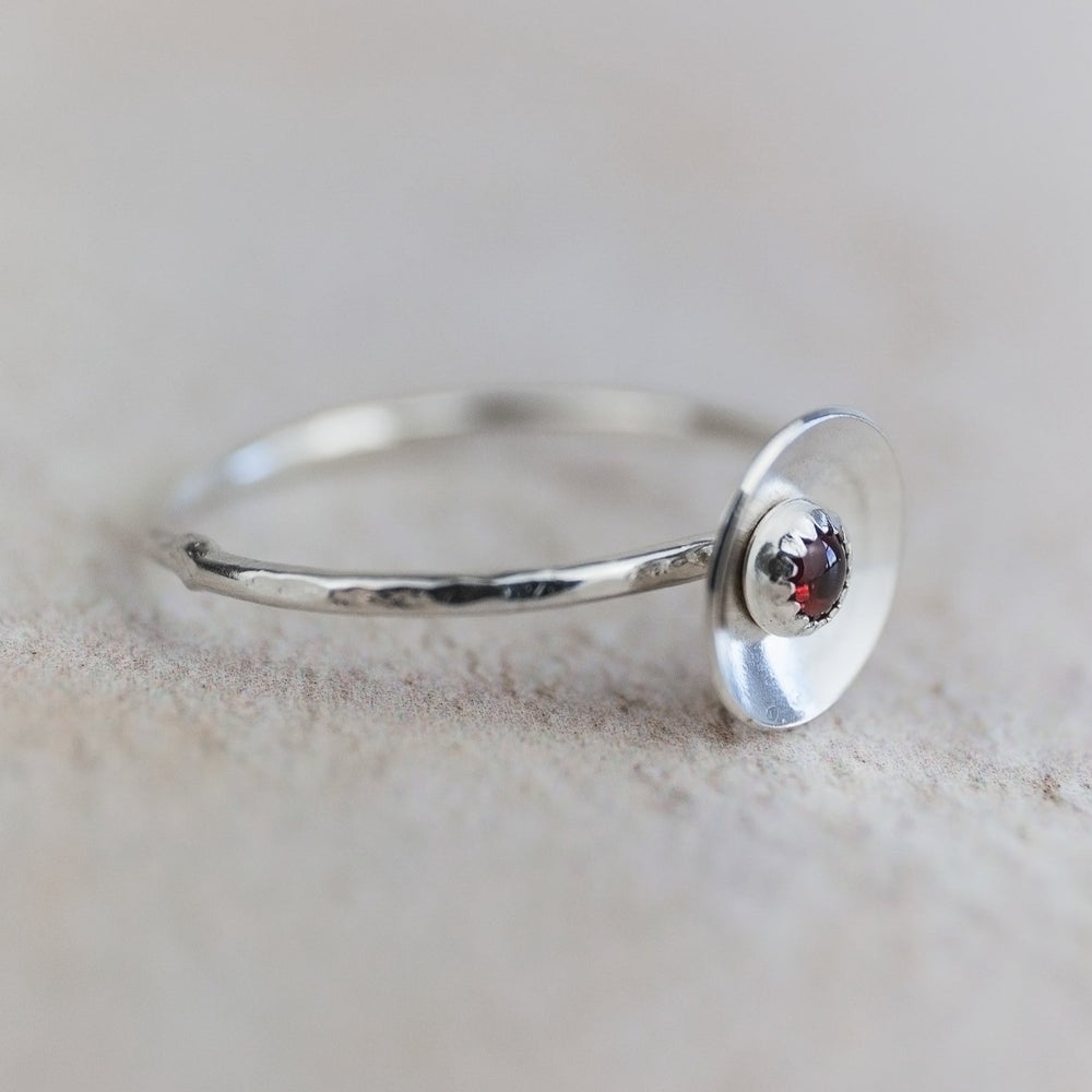 Sale - Sterling Silver Garnet Dome Ring