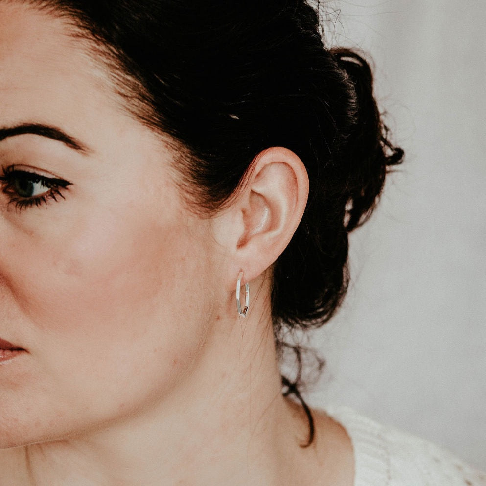 Sterling silver Octagon Everyday Hoops