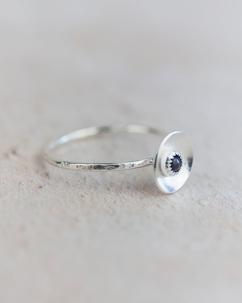 Sale Sterling Silver Sapphire Dome Ring.