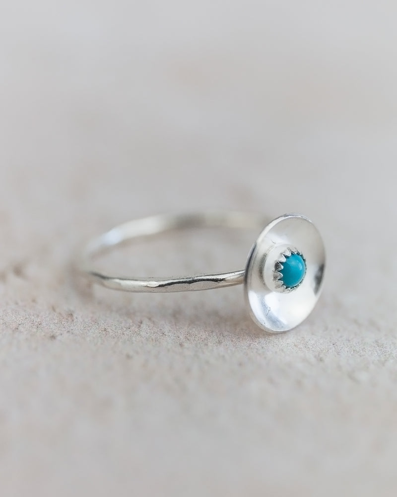 Sale Sterling Silver Turquoise Dome Ring.