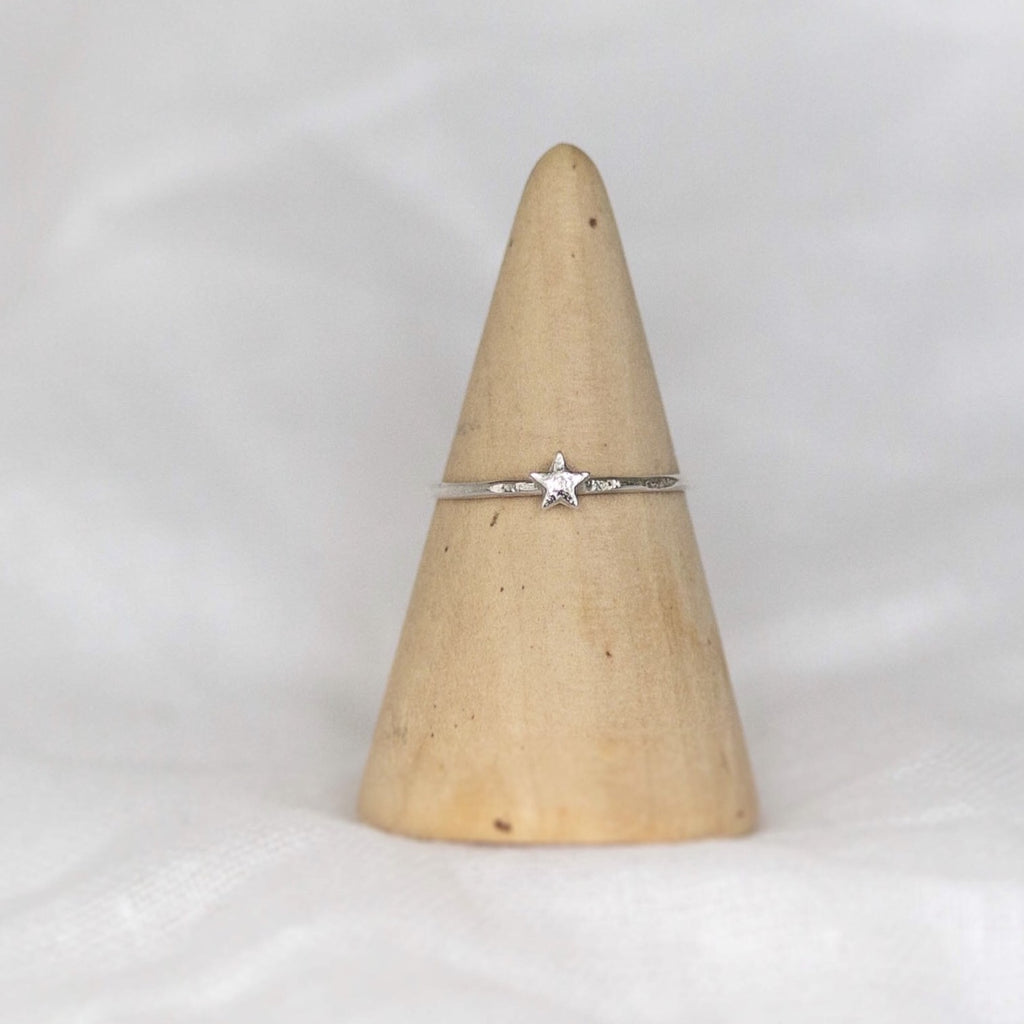 sterling silver mini star charm ring