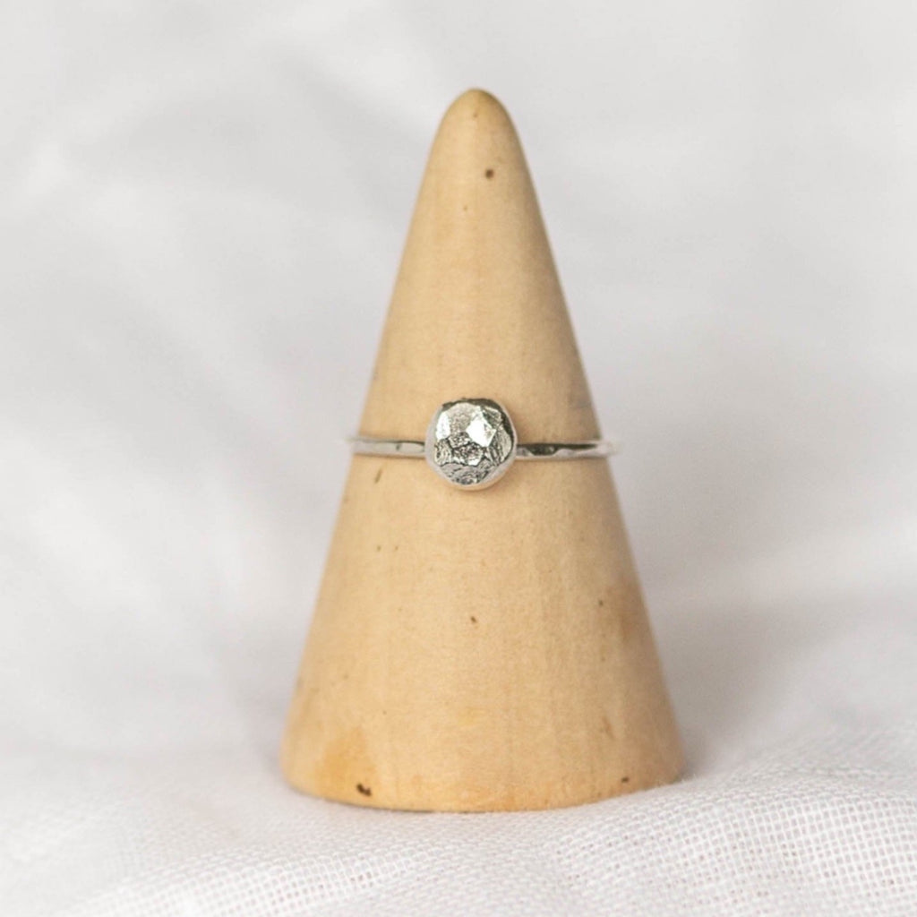 recycled sterling silver nugget charm ring by Lucy Kemp Jewellery 