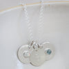 Sterling silver personalised birthstone pendant by Lucy Kemp Jewellery