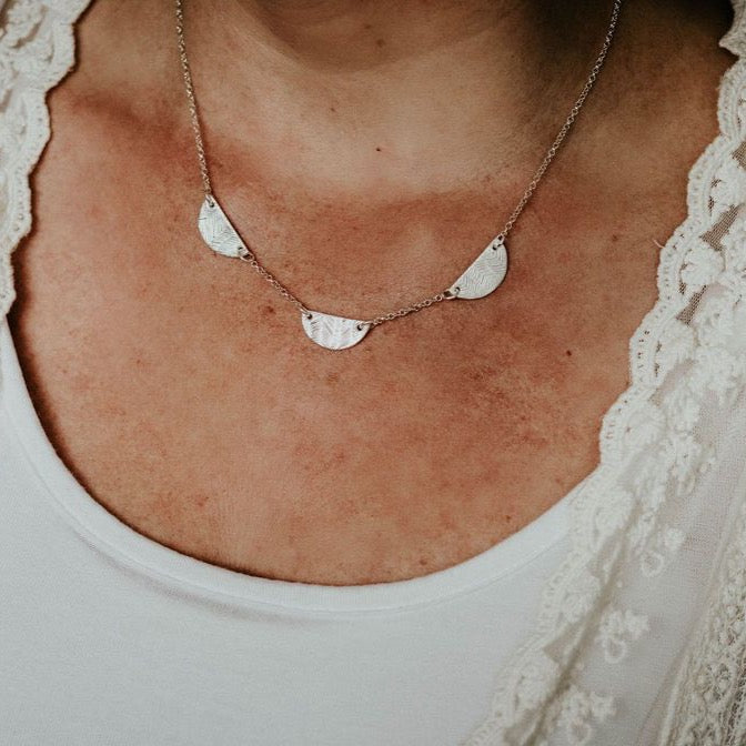 
                  
                    Sterling Silver Three Moon Necklace
                  
                