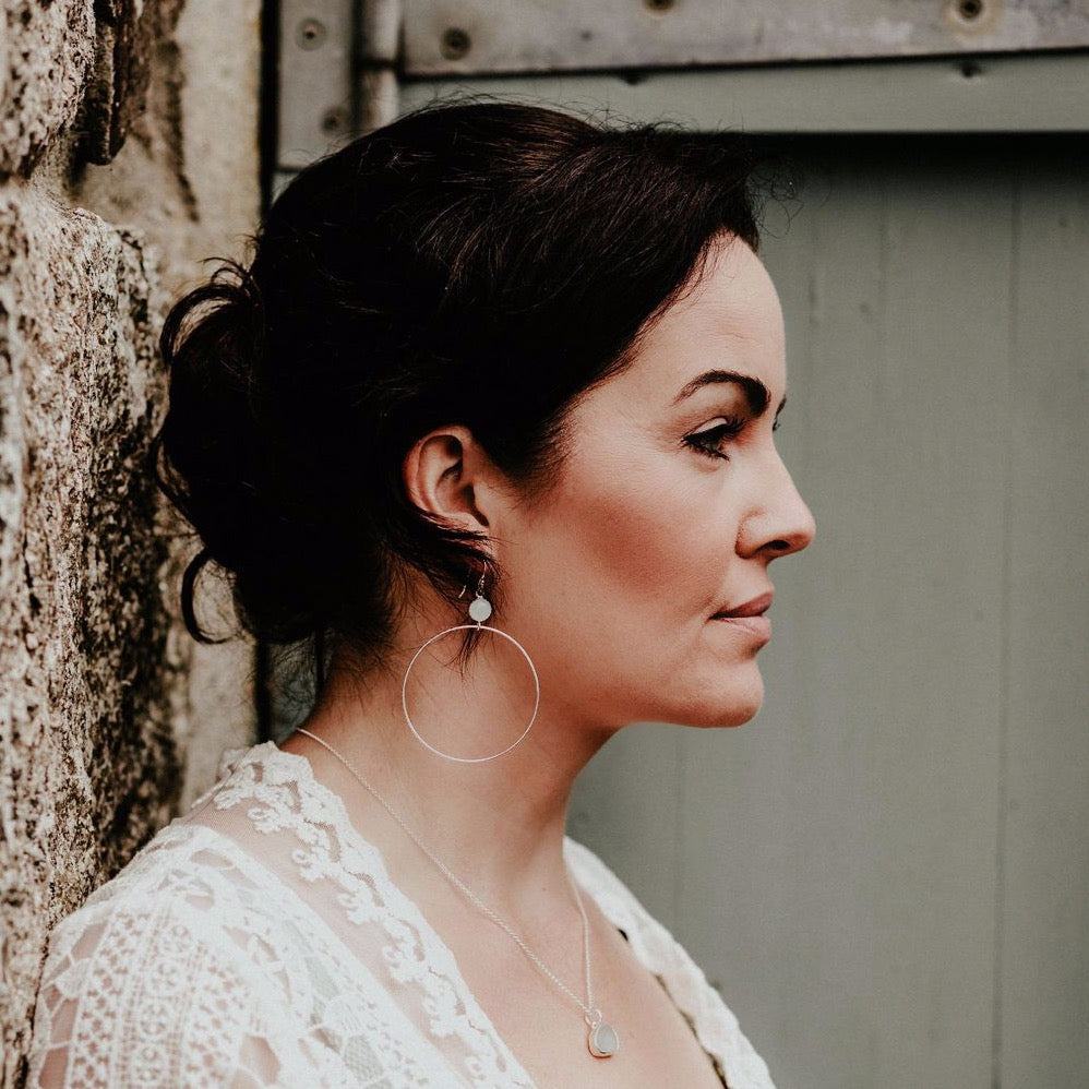 sterling silver and ammonite gemstone dot earrings by Lucy Kemp Jewellery