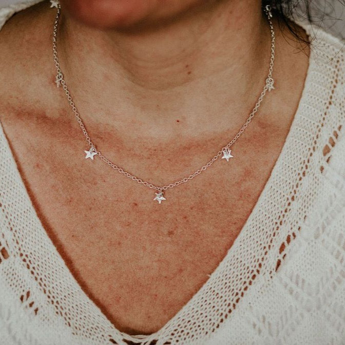 sterling silver short star charm necklace