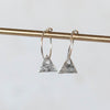 handmade sterling silver textured triangle charm hoops