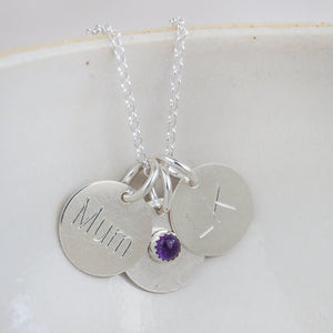 
                  
                    Sterling silver personalised birthstone pendant by Lucy Kemp Jewellery
                  
                