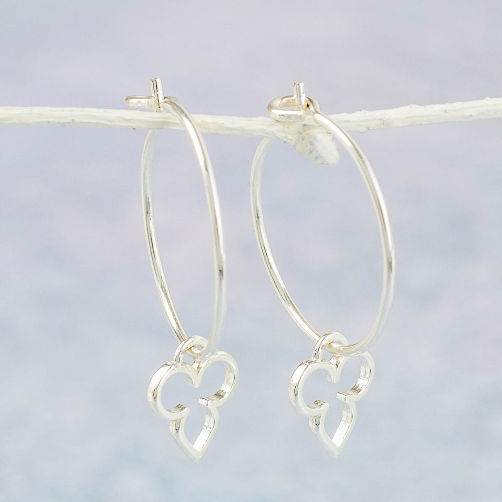 Handmade Sterling Silver Flower Charm Hoops