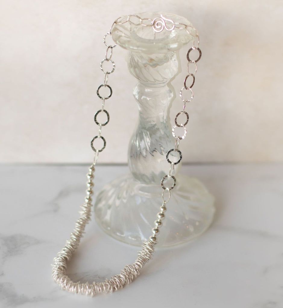 recycled sterling silver large nugget necklace handmade by Lucy Kemp Jewellery