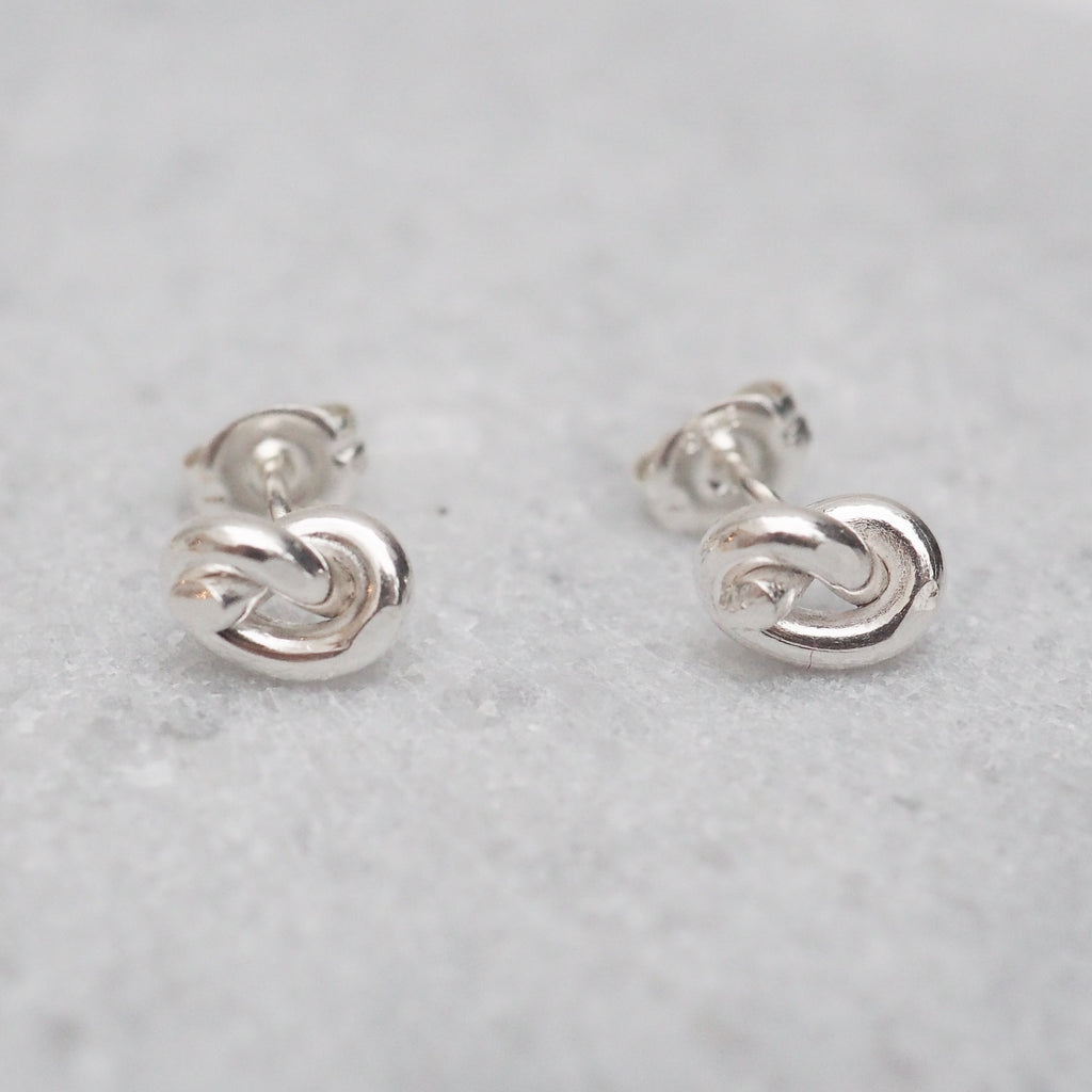 sterling silver love knot studs, handmade by Lucy Kemp Jewellery 