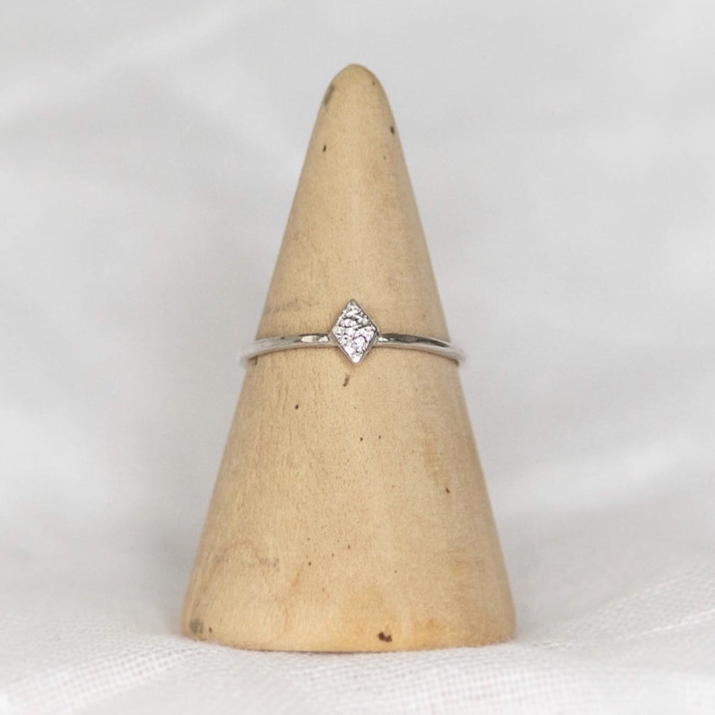 sterling silver mini diamond charm ring
