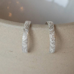 
                  
                    Recycled sterling silver lace everyday hoops by Lucy Kemp Jewellery
                  
                