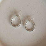 Sterling silver mini round everyday hoops by Lucy Kemp Jewellery 