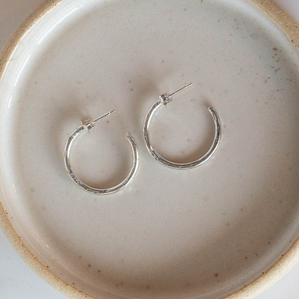 Sterling Silver round everyday hoops by Lucy Kemp Jewellery 