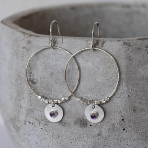
                  
                    Sterling silver and amethyst boho birthstone earrings by Lucy Kemp Jewellery
                  
                