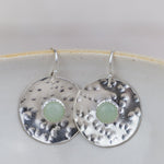 handmade sterling silver statement amazonite shield earrings by Lucy Kemp Jewellery 