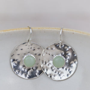 
                  
                    handmade sterling silver statement amazonite shield earrings by Lucy Kemp Jewellery 
                  
                