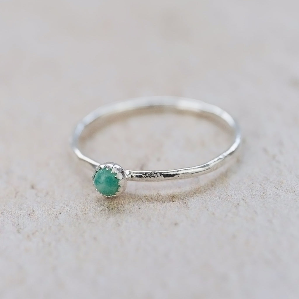 sterling silver birthstone stacking ring - amazonite