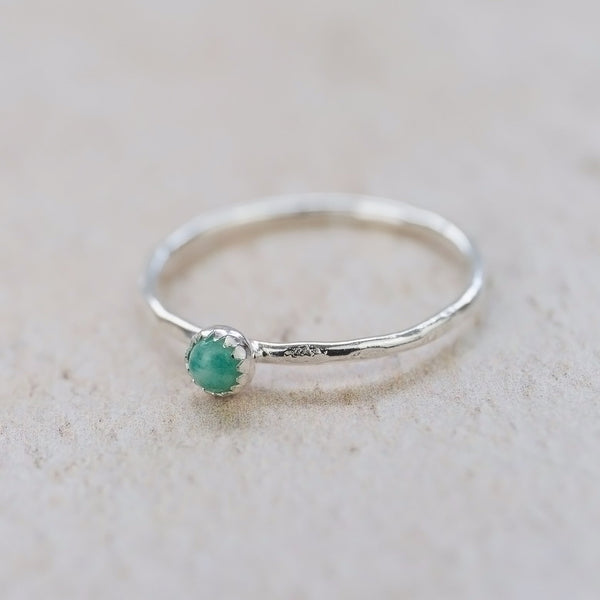 sterling silver birthstone stacking ring - amazonite