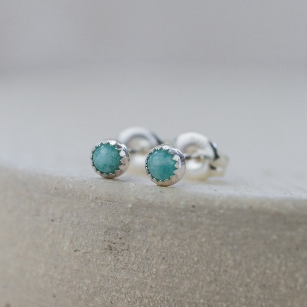 sterling silver mini amazonite studs