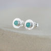 Amazonite and sterling silver birthstone small disc studs by Lucy Kemp Jewellery
