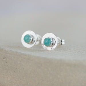 
                  
                    Amazonite and sterling silver birthstone small disc studs by Lucy Kemp Jewellery
                  
                