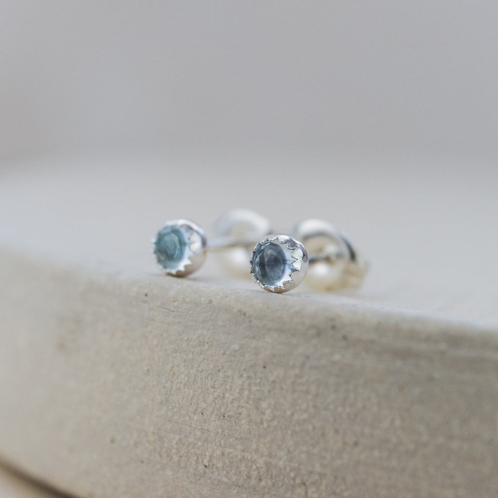 sterling silver mini aquamarine studs