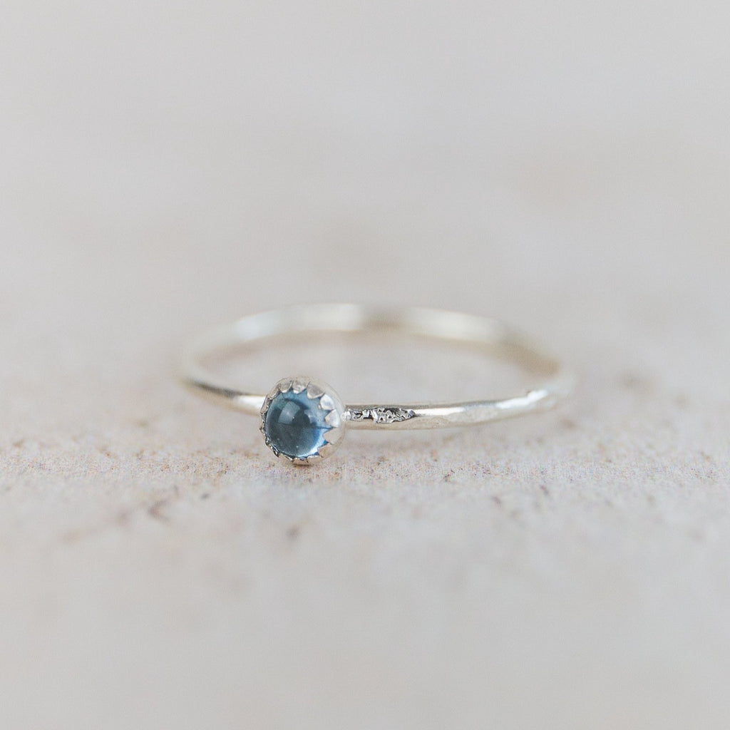 Sterling silver birthstone stacking ring - aquamarine